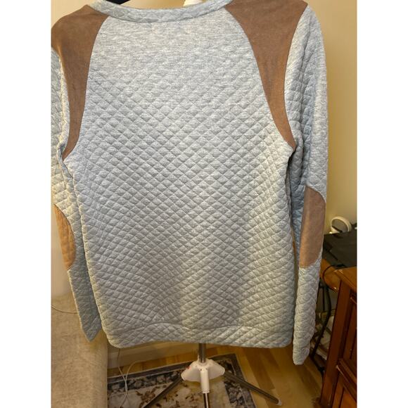Grey 12PM by Mon Ami Gray sweater Quilted Elbow Patch Sweatshirt Women's Size M - Picture 5 of 6